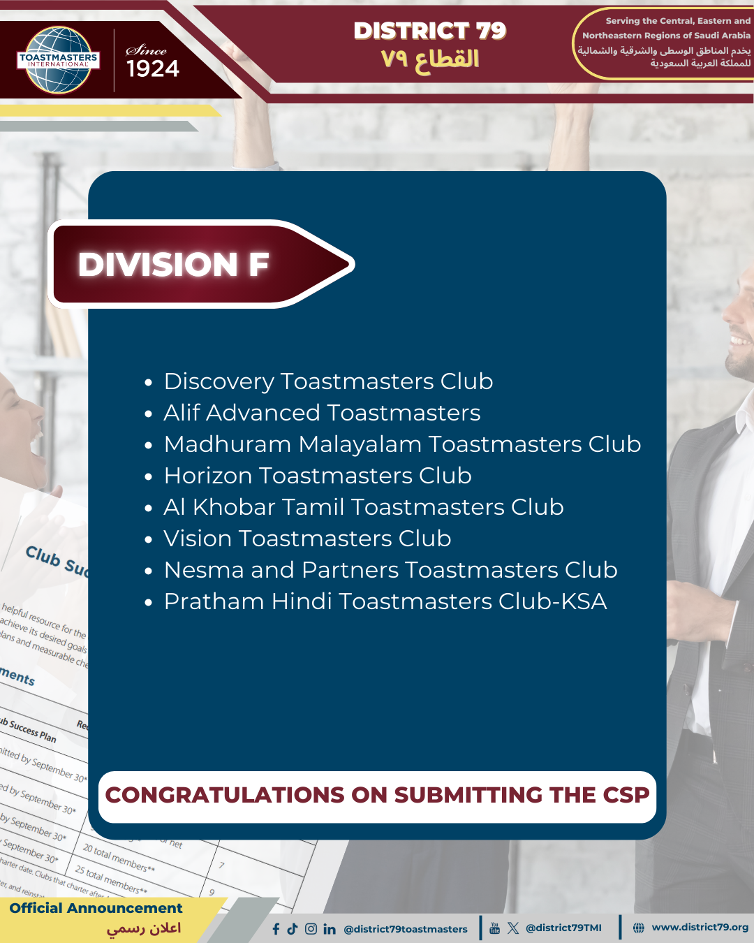 Clubs that successfully uploaded CSP